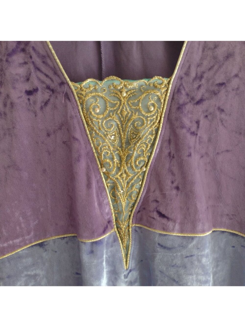 Vtg 90s Whimsygoth Velvet Tunic S/M Bill Tice Saks Purple Glam Top - Picture 5 of 10